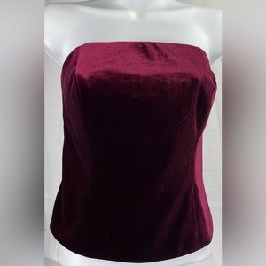 Revelry Women's Strapless Full Zip
Top Shirt Blouse Burgundy Velvet Size Small